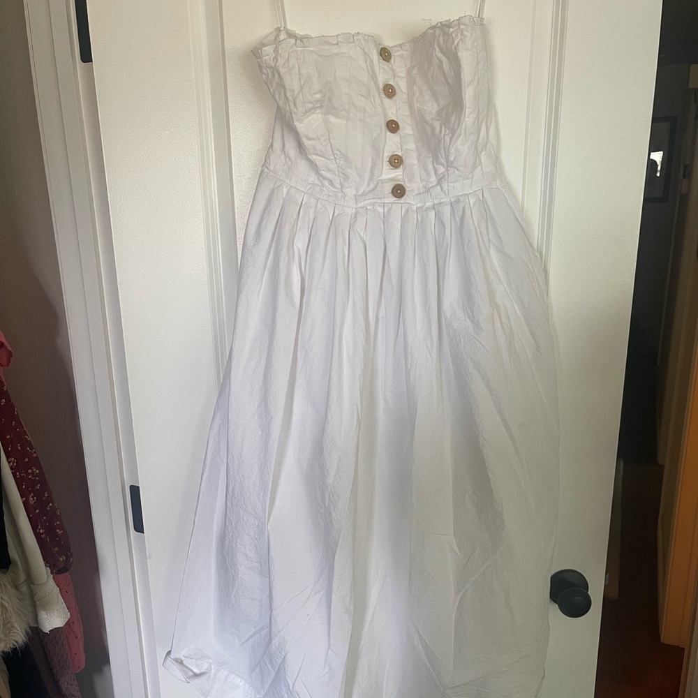 Free People Lilah Pleated Cotton Strapless Midi